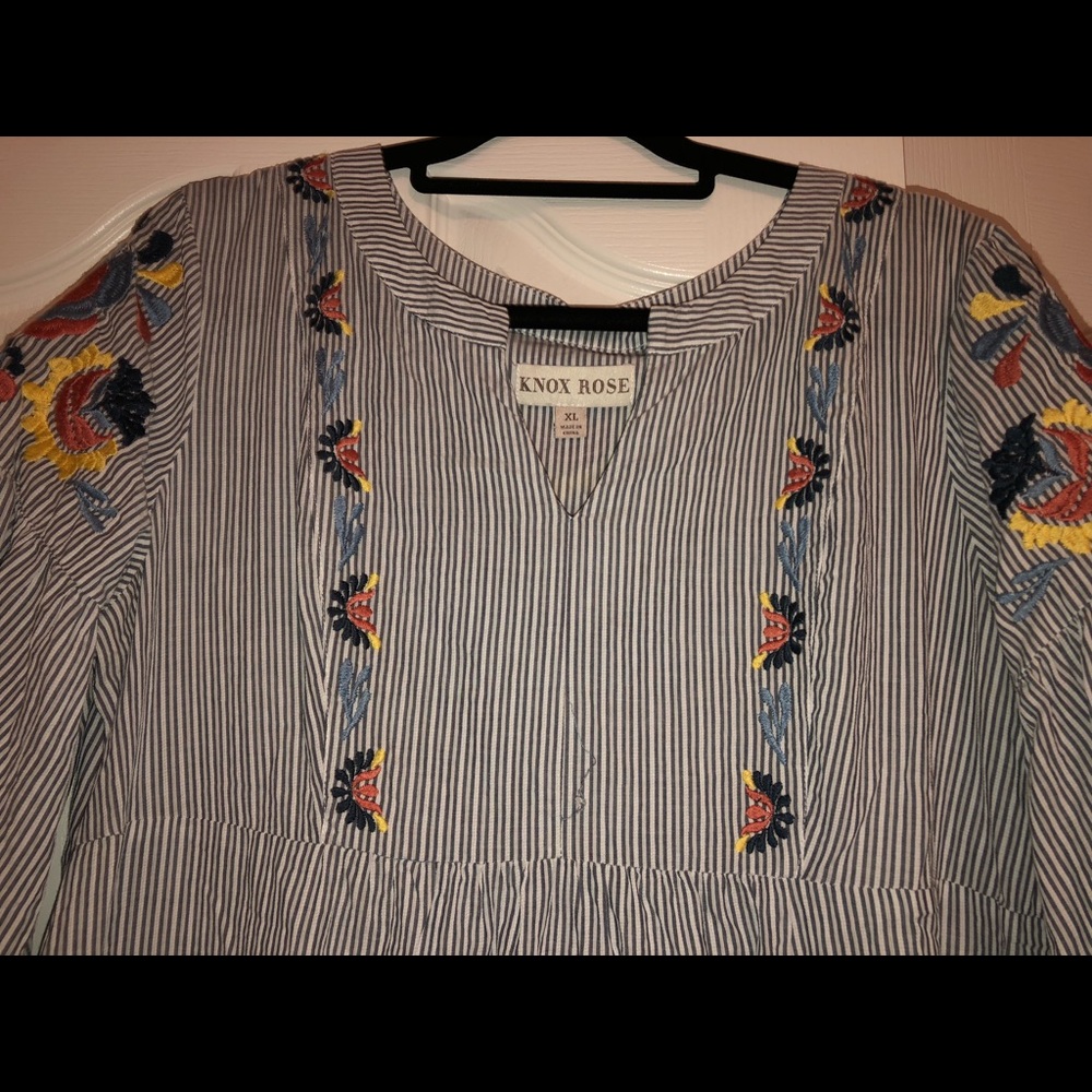 Knox Rose striped embroidered dress Xl